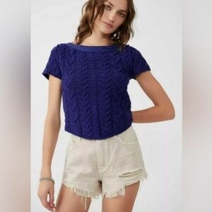 Free People Cable-Knit Sweater Tee | Medium